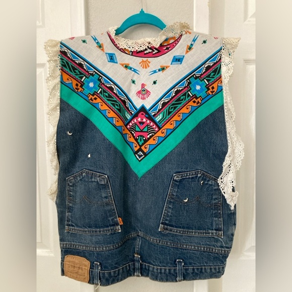 Repurposed Levis Jeans One Of A Kind Denim Vest - Picture 2 of 8
